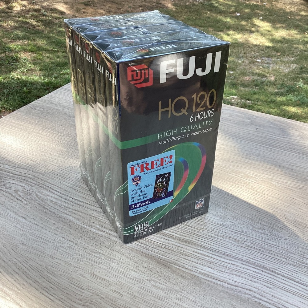 Fuji HQ 120 6 Hour High Quality Multi Purpose Videotape 5 Pack New Sealed